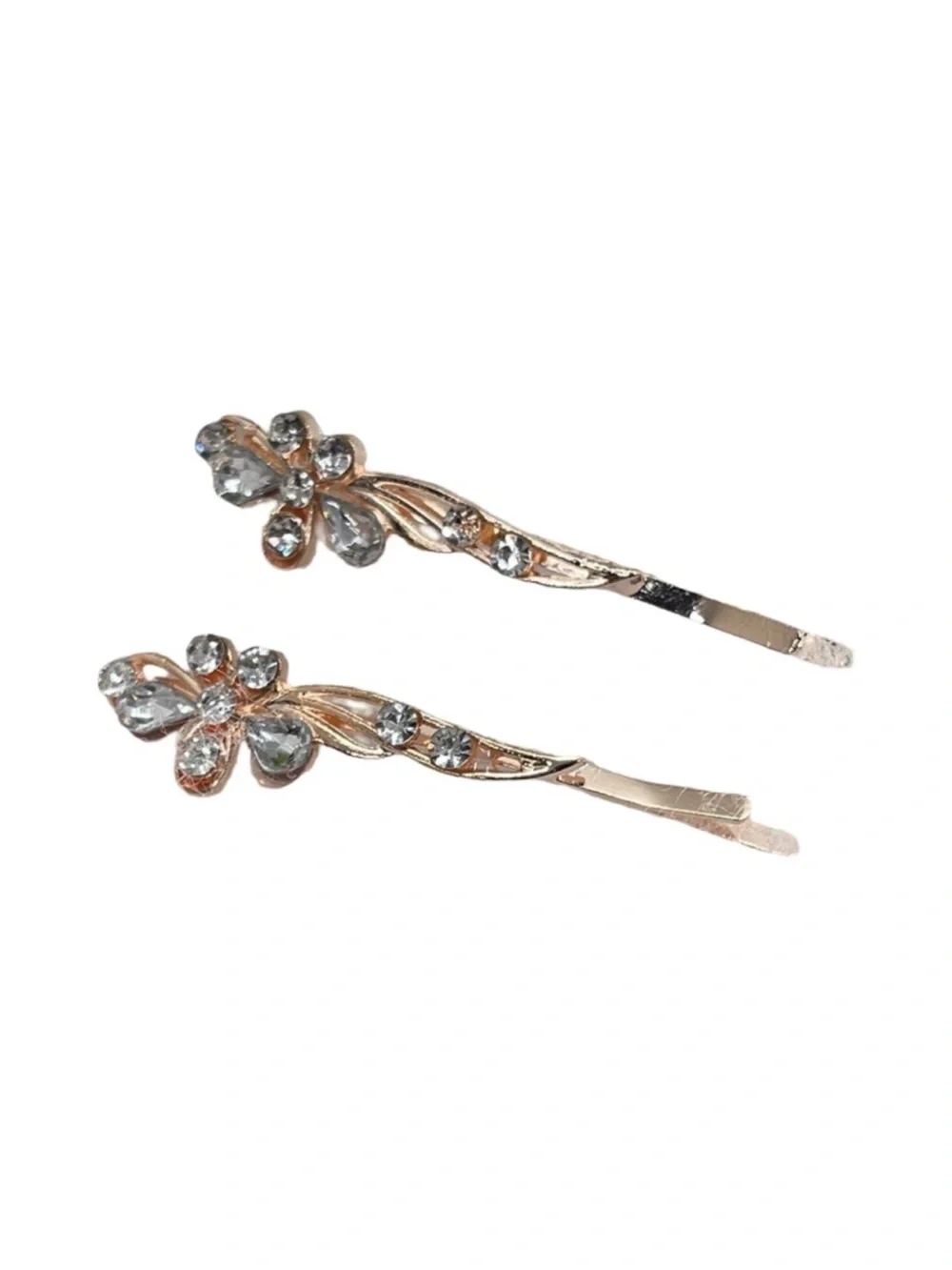 Crystal Flower Rose Gold Hair Pins - Set of 2 FINAL PRICE DROP
